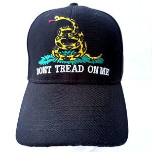 Don't Tread On Me Embroidered Black Adjustable Baseball Cap Hat